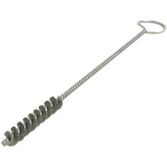 Brush Research Mfg. - 1-1/2" Diam Helical Stainless Steel Tube Brush - Single Spiral, 0.01" Filament Diam, 3" Brush Length, 12" OAL, 0.245" Diam Galvanized Steel Shank - Industrial Tool & Supply
