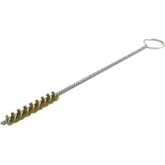 Brush Research Mfg. - 3/8" Diam Helical Brass Tube Brush - Single Spiral, 0.005" Filament Diam, 2" Brush Length, 8" OAL, 0.14" Diam Galvanized Steel Shank - Industrial Tool & Supply