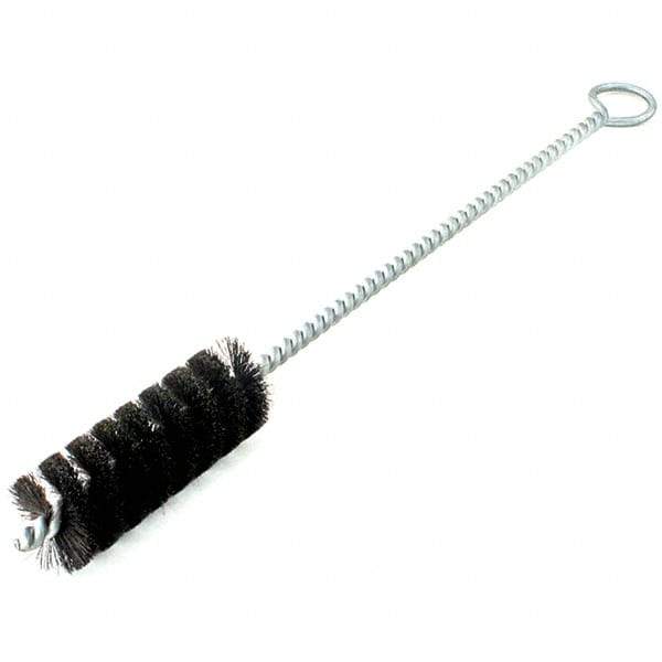 Brush Research Mfg. - 3/8" Diam Helical Natural Bristle Tube Brush - Single Spiral, 0.006" Filament Diam, 2" Brush Length, 8" OAL, Galvanized Steel Shank - Industrial Tool & Supply
