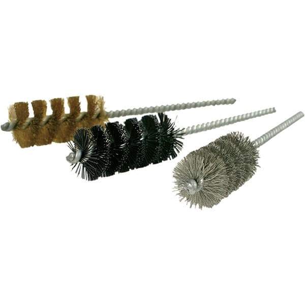 Brush Research Mfg. - 1-1/2" Diam Helical Steel Tube Brush - Single Spiral, 0.01" Filament Diam, 2-1/2" Brush Length, 6" OAL, 0.245" Diam Galvanized Steel Shank - Industrial Tool & Supply