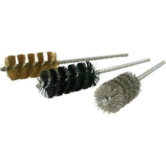 Brush Research Mfg. - 1-1/2" Diam Helical Steel Tube Brush - Single Spiral, 0.01" Filament Diam, 2-1/2" Brush Length, 6" OAL, 0.245" Diam Galvanized Steel Shank - Industrial Tool & Supply