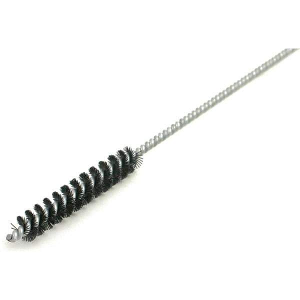 Brush Research Mfg. - 3/8" Diam Helical Nylon Tube Brush - Single Spiral, 0.01" Filament Diam, 3" Brush Length, 34" OAL, 0.168" Diam Galvanized Steel Shank - Industrial Tool & Supply