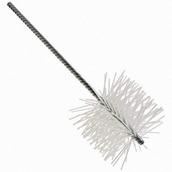 Brush Research Mfg. - 5-1/2" Diam Helical Nylon Tube Brush - Single Spiral, 0.079" Filament Diam, 8" Brush Length, 8" OAL, 0.292" Diam Galvanized Steel Shank - Industrial Tool & Supply