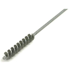 Brush Research Mfg. - 5/8" Diam Helical Steel Tube Brush - Single Spiral, 0.006" Filament Diam, 3" Brush Length, 12" OAL, 0.168" Diam Galvanized Steel Shank - Industrial Tool & Supply