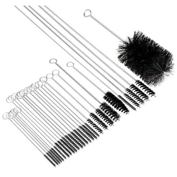 Brush Research Mfg. - 3/4" Diam Helical Nylon Tube Brush - Single Spiral, 0.028" Filament Diam, 3" Brush Length, 14" OAL, 0.245" Diam Galvanized Steel Shank - Industrial Tool & Supply