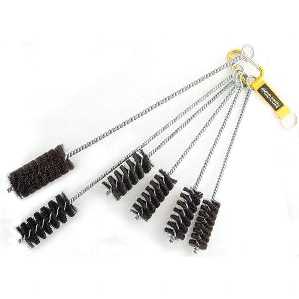 Brush Research Mfg. - 1-3/4" Diam Helical Natural Bristle Tube Brush - Single Spiral, 0.012" Filament Diam, 3-1/2" Brush Length, 18" OAL, 0.292" Diam Galvanized Steel Shank - Industrial Tool & Supply