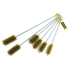 Brush Research Mfg. - 1-3/4" Diam Helical Brass Tube Brush - Single Spiral, 0.012" Filament Diam, 3-1/2" Brush Length, 18" OAL, 0.292" Diam Galvanized Steel Shank - Industrial Tool & Supply