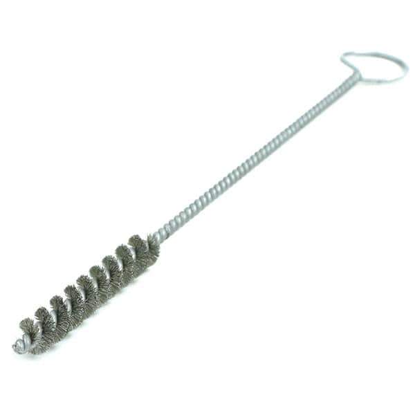 Brush Research Mfg. - 1-1/2" Diam Helical Steel Tube Brush - Single Spiral, 0.01" Filament Diam, 3" Brush Length, 12" OAL, 0.245" Diam Galvanized Steel Shank - Industrial Tool & Supply