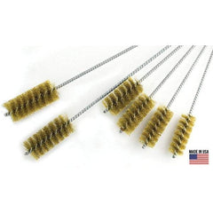 Brush Research Mfg. - 3" Diam Helical Brass Tube Brush - Single Spiral, 0.012" Filament Diam, 4" Brush Length, 18" OAL, 0.292" Diam Galvanized Steel Shank - Industrial Tool & Supply