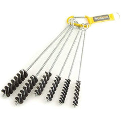 Brush Research Mfg. - 1" Diam Helical Natural Bristle Tube Brush - Single Spiral, 0.01" Filament Diam, 3" Brush Length, 12" OAL, 0.22" Diam Galvanized Steel Shank - Industrial Tool & Supply