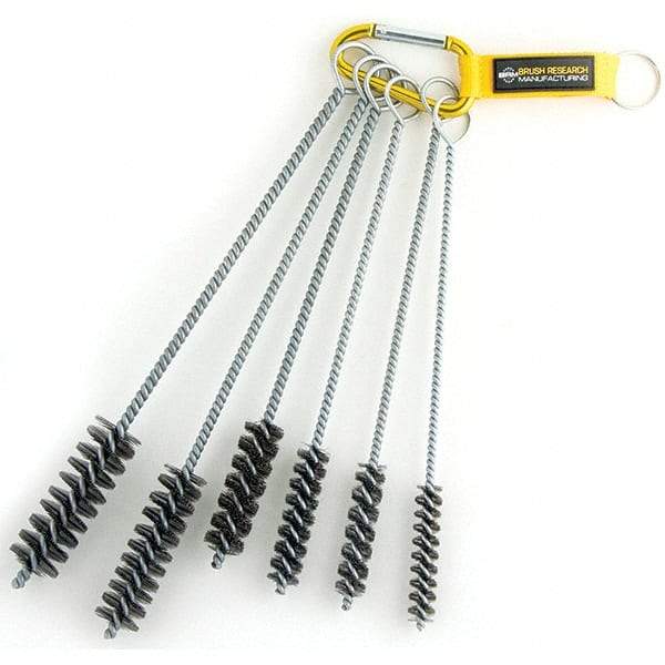 Brush Research Mfg. - 1" Diam Helical Steel Tube Brush - Single Spiral, 0.01" Filament Diam, 3" Brush Length, 12" OAL, 0.245" Diam Galvanized Steel Shank - Industrial Tool & Supply