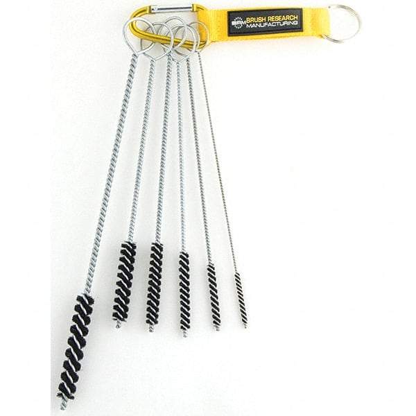 Brush Research Mfg. - 7/16" Diam Helical Natural Bristle Tube Brush - Single Spiral, 0.006" Filament Diam, 2-1/2" Brush Length, 10" OAL, 0.168" Diam Galvanized Steel Shank - Industrial Tool & Supply