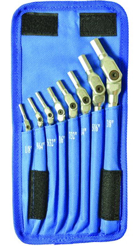 8 Piece -1/8 - 3/8" Chrome HexPro Pivot Head Hex Wrench Set - Industrial Tool & Supply