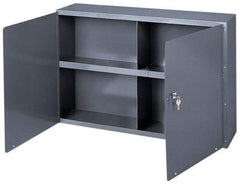 Durham - 1 Shelf Wall Storage Cabinet - Steel, 33-3/4" Wide x 8-1/2" Deep x 22-1/4" High, Gray - Industrial Tool & Supply