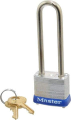 Master Lock - 2-1/2" Shackle Clearance, Keyed Alike General Security Padlock - 3/16" Shackle Diam, Laminated Steel - Industrial Tool & Supply