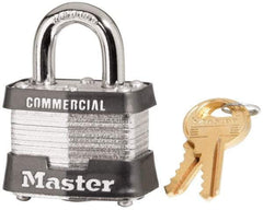 Master Lock - 3/4" Shackle Clearance, Keyed Different Maximum Security Padlock - 9/32" Shackle Diam, Laminated Steel - Industrial Tool & Supply
