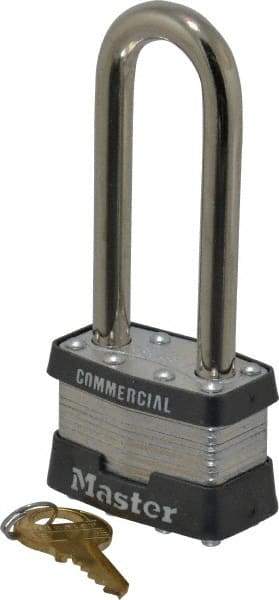 Master Lock - 2-1/2" Shackle Clearance, Keyed Alike Maximum Security Padlock - 5/16" Shackle Diam, Laminated Steel - Industrial Tool & Supply