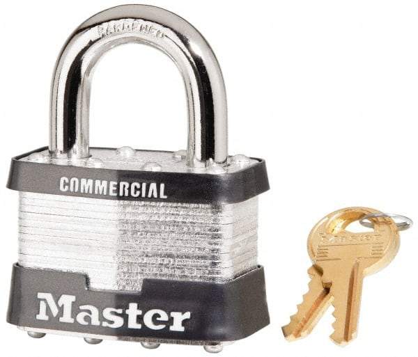 Master Lock - 1" Shackle Clearance, Keyed Alike Maximum Security Padlock - 3/8" Shackle Diam, Laminated Steel - Industrial Tool & Supply