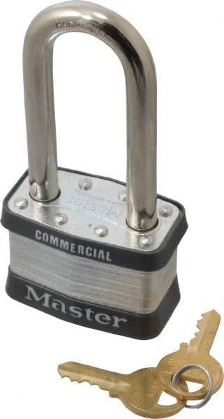 Master Lock - 2-1/2" Shackle Clearance, Keyed Alike Maximum Security Padlock - 3/8" Shackle Diam, Laminated Steel - Industrial Tool & Supply
