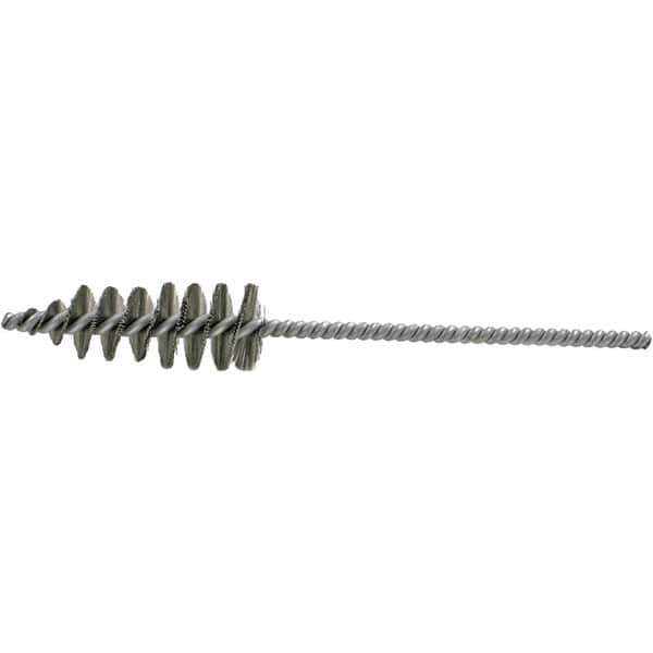 Brush Research Mfg. - 1.3" Diam Helical Steel Tube Brush - Single Spiral, 0.012" Filament Diam, 3-5/8" Brush Length, 10-1/2" OAL, 0.292" Diam Galvanized Steel Shank - Industrial Tool & Supply