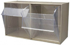 Quantum Storage - 23-5/8" Wide x 13-7/8" High x 11-7/8" Deep, Small Parts Tip Out Stacking Bin Organizer - Polystyrene Frame, 2 Compartments, 11-1/16" Wide x 13-5/8" High x 8-7/8" Deep Bin - Industrial Tool & Supply