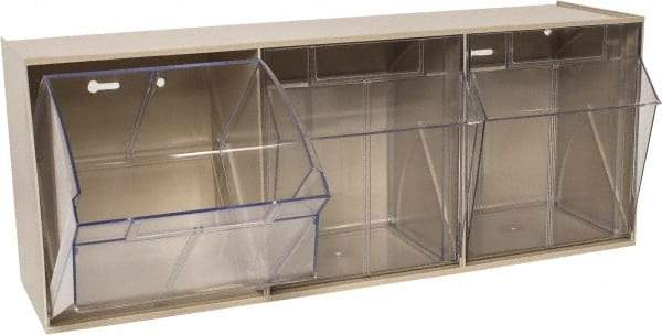Quantum Storage - 23-5/8" Wide x 9-1/2" High x 7-3/4" Deep, Small Parts Tip Out Stacking Bin Organizer - Polystyrene Frame, 3 Compartments, 7-3/8" Wide x 8-5/8" High x 5-7/8" Deep Bin - Industrial Tool & Supply