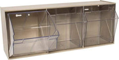 Quantum Storage - 23-5/8" Wide x 9-1/2" High x 7-3/4" Deep, Small Parts Tip Out Stacking Bin Organizer - Polystyrene Frame, 3 Compartments, 7-3/8" Wide x 8-5/8" High x 5-7/8" Deep Bin - Industrial Tool & Supply
