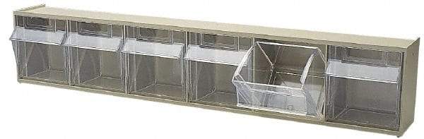 Quantum Storage - 23-5/8" Wide x 4-1/2" High x 3-5/8" Deep, Small Parts Tip Out Stacking Bin Organizer - Polystyrene Frame, 6 Compartments, 3-1/2" Wide x 3-3/4" High x 2-5/8" Deep Bin - Industrial Tool & Supply