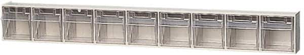 Quantum Storage - 23-5/8" Wide x 3-1/8" High x 2-1/2" Deep, Small Parts Tip Out Stacking Bin Organizer - Polystyrene Frame, 9 Compartments, 2-3/16" Wide x 2-1/2" High x 1-3/4" Deep Bin - Industrial Tool & Supply