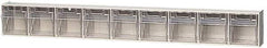 Quantum Storage - 23-5/8" Wide x 3-1/8" High x 2-1/2" Deep, Small Parts Tip Out Stacking Bin Organizer - Polystyrene Frame, 9 Compartments, 2-3/16" Wide x 2-1/2" High x 1-3/4" Deep Bin - Industrial Tool & Supply