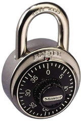 Master Lock - 1-7/8" Body Width, 3/4" Shackle Clearance, Steel Combination Lock - 9/32" Shackle Diam, 13/16" Shackle Width - Industrial Tool & Supply