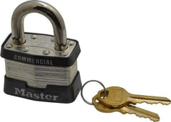 Master Lock - 15/16" Shackle Clearance, Keyed Alike Maximum Security Padlock - 5/16" Shackle Diam, Laminated Steel - Industrial Tool & Supply