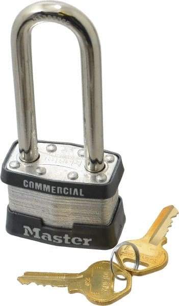 Master Lock - 2-1/2" Shackle Clearance, Keyed Alike Maximum Security Padlock - 5/16" Shackle Diam, Laminated Steel - Industrial Tool & Supply
