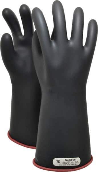 Salisbury by Honeywell - Class 1, Size XL (10), 14" Long, Rubber Lineman's Glove - 7,500 AC Max Use Voltage, 10,000 AC Test Voltage, Black/Red, ASTM D120, IEC EN60903 - Industrial Tool & Supply