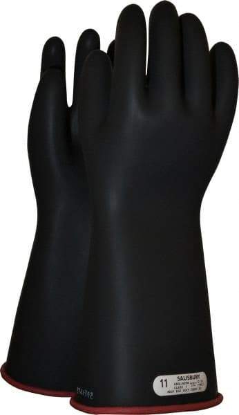 Salisbury by Honeywell - Class 1, Size 2XL (11), 14" Long, Rubber Lineman's Glove - 7,500 AC Max Use Voltage, 10,000 AC Test Voltage, Black/Red, ASTM D120, IEC EN60903 - Industrial Tool & Supply