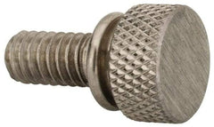 Electro Hardware - 1/4-20 Knurled Shoulder Grade 303 Stainless Steel Thumb Screw - 7/8" OAL, 1/2" Head Diam x 1/4" Head Height, Uncoated - Industrial Tool & Supply