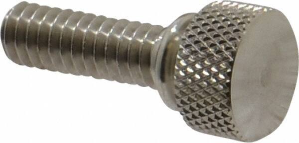 Electro Hardware - 1/4-20 Knurled Shoulder Grade 303 Stainless Steel Thumb Screw - 1-1/8" OAL, 1/2" Head Diam x 1/4" Head Height, Uncoated - Industrial Tool & Supply