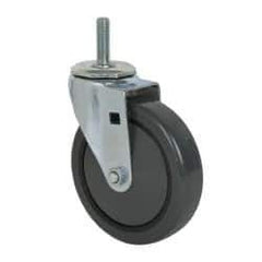 Albion - 5" Diam x 1-1/4" Wide x 6" OAH Stem Mount Swivel Caster - Polyurethane, 275 Lb Capacity, Ball Bearing, 1/2-13 x 1-1/2" Threaded Stem - Industrial Tool & Supply