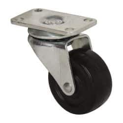 Albion - 1-5/8" Diam x 47/64" Wide x 2-9/32" OAH Top Plate Mount Swivel Caster - Soft Rubber, 70 Lb Capacity, Plain Bearing, 1-3/16 x 2" Plate - Industrial Tool & Supply
