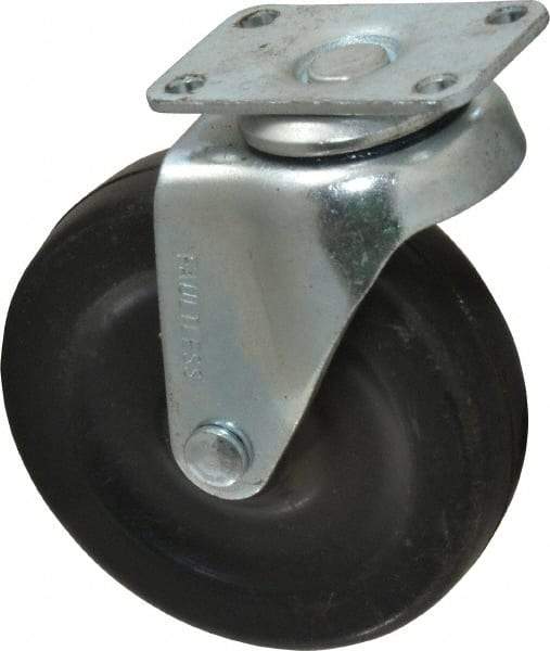 Albion - 3" Diam x 13/16" Wide x 3-19/32" OAH Top Plate Mount Swivel Caster - Soft Rubber, 90 Lb Capacity, Plain Bearing, 1-1/8 x 2-1/8" Plate - Industrial Tool & Supply
