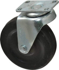 Albion - 3" Diam x 13/16" Wide x 3-19/32" OAH Top Plate Mount Swivel Caster - Soft Rubber, 90 Lb Capacity, Plain Bearing, 1-1/8 x 2-1/8" Plate - Industrial Tool & Supply