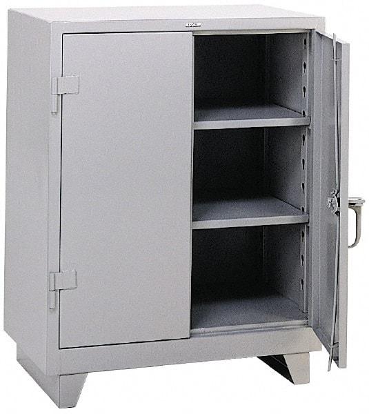 Durham - 2 Shelf Locking Storage Cabinet - Steel, 36" Wide x 24" Deep x 42" High, Gray - Industrial Tool & Supply