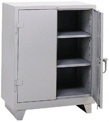 Durham - 2 Shelf Locking Storage Cabinet - Steel, 36" Wide x 24" Deep x 42" High, Gray - Industrial Tool & Supply