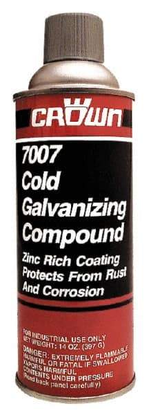 Crown - 13 oz Zinc Cold Galvanizing Compound - Comes in Aerosol, Food Grade - Industrial Tool & Supply