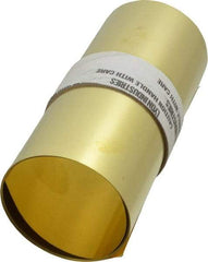 Made in USA - 100 Inch Long x 6 Inch Wide x 0.003 Inch Thick, Roll Shim Stock - Brass - Industrial Tool & Supply