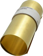 Made in USA - 100 Inch Long x 6 Inch Wide x 0.004 Inch Thick, Roll Shim Stock - Brass - Industrial Tool & Supply