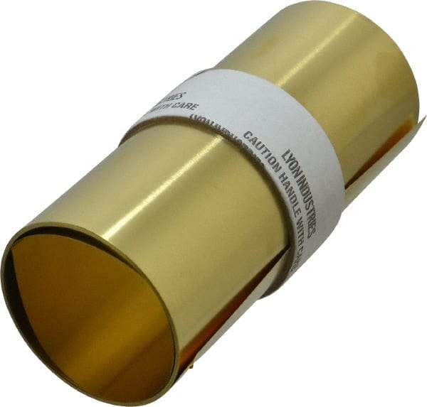 Made in USA - 100 Inch Long x 6 Inch Wide x 0.005 Inch Thick, Roll Shim Stock - Brass - Industrial Tool & Supply