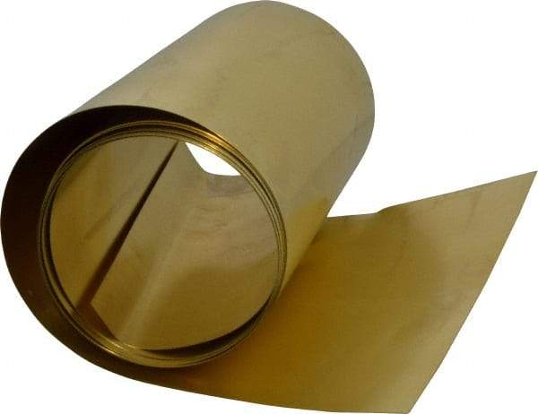 Made in USA - 100 Inch Long x 6 Inch Wide x 0.006 Inch Thick, Roll Shim Stock - Brass - Industrial Tool & Supply