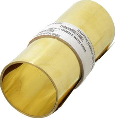 Made in USA - 100 Inch Long x 6 Inch Wide x 0.007 Inch Thick, Roll Shim Stock - Brass - Industrial Tool & Supply