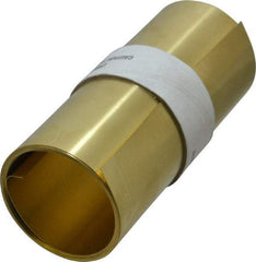 Made in USA - 100 Inch Long x 6 Inch Wide x 0.01 Inch Thick, Roll Shim Stock - Brass - Industrial Tool & Supply